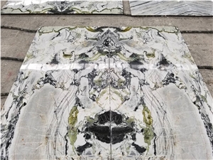 White Beauty Gold Ice Jade Green Marble Slab Wall Tile