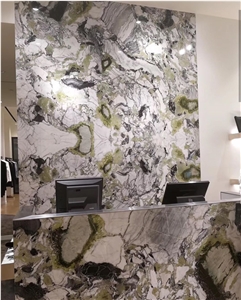 White Beauty Gold Ice Jade Green Marble Slab Wall Tile