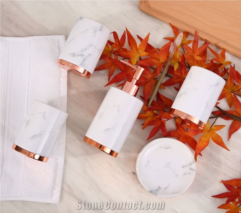 White Marble Resin Bathroom Set Soap Dish Accessories