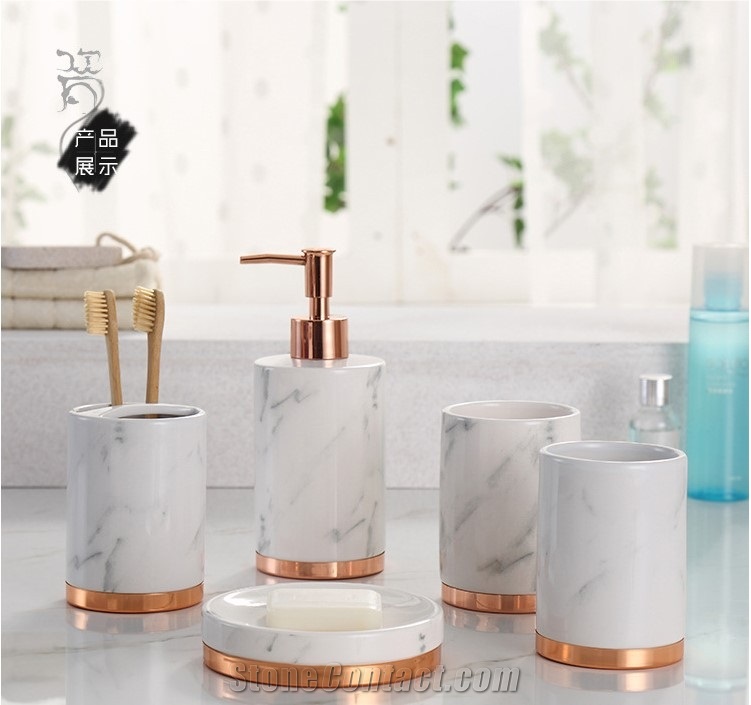White Marble Resin Bathroom Set Soap Dish Accessories