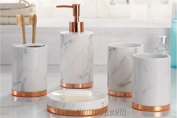 White Marble Resin Bathroom Set Soap Dish Accessories