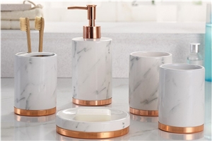 White Marble Resin Bathroom Set Soap Dish Accessories
