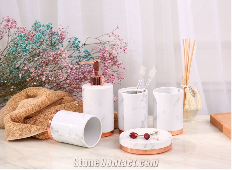 White Marble Resin Bathroom Set Soap Dish Accessories