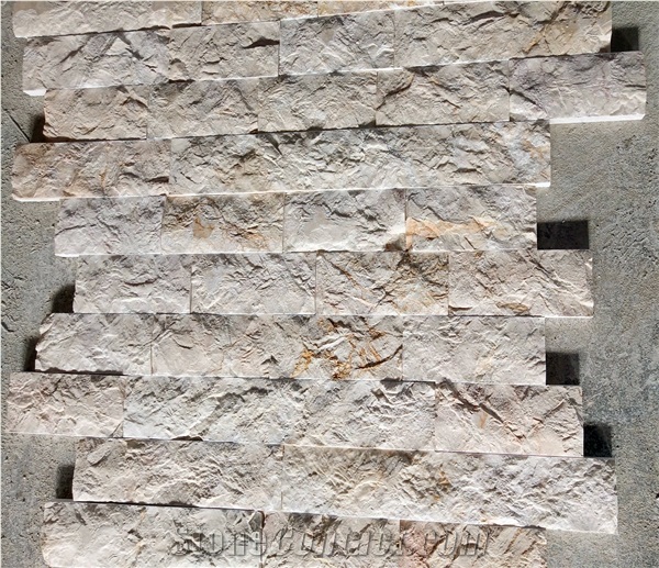 Splitface Beige Marble Wall Cladding Panels,Ledge Stone