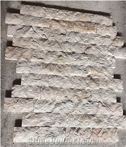Splitface Beige Marble Wall Cladding Panels,Ledge Stone