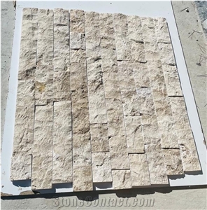 Splitface Ivory Travertine Wall Cladding Panels,Ledge Stone