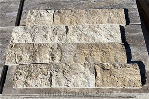 Splitface Ivory Travertine Wall Cladding Panels,Ledge Stone