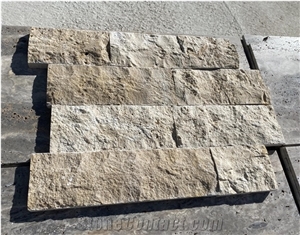 Splitface Ivory Travertine Wall Cladding Panels,Ledge Stone