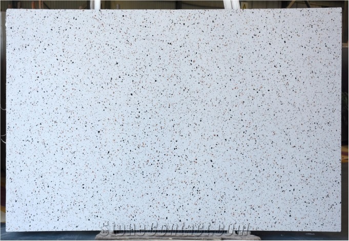 Beige And White Terrazzo Slab