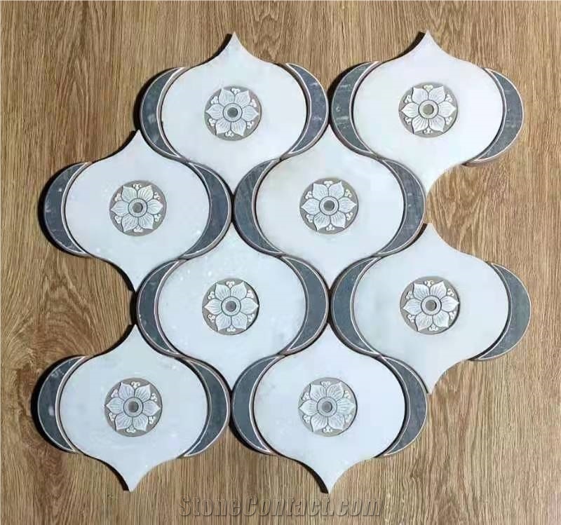 Calacata White Marble Arabesque Unique Special Mosaic Tile