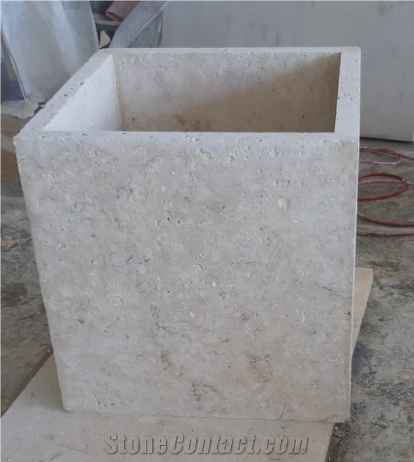 Coral Stone Plant Pots, White Coral Stone Flower Pots