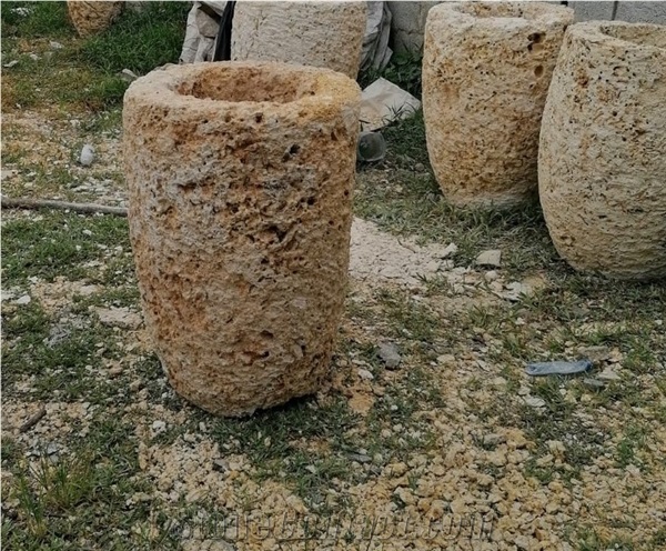 White Coral Stone Planters, Garden Flower Pots