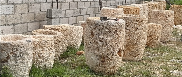 White Coral Stone Planters, Garden Flower Pots