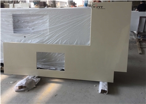 Beige Artificial Marble Commercial Kitchen Counters Tops