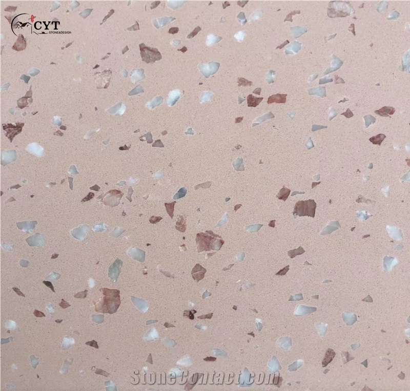 Pink Green Cement Terrazzo Slab For Wall And Floor Tile