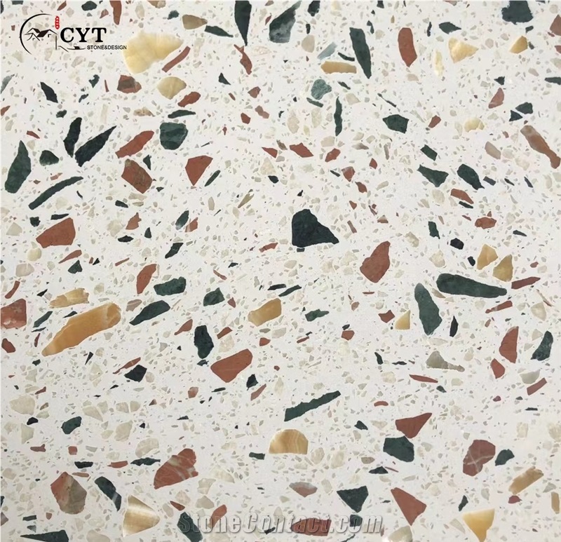 Terrazzo Glass Cement Slab For Wall And Floor Tile