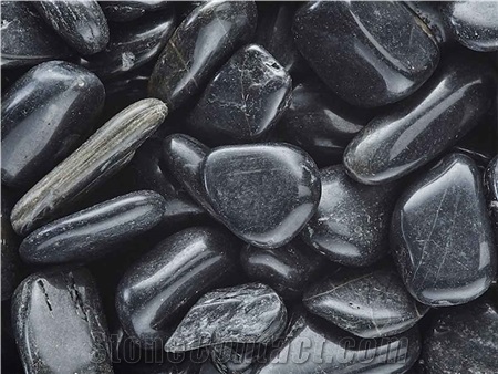 Black Polished Pebbles 1/2"- 1"