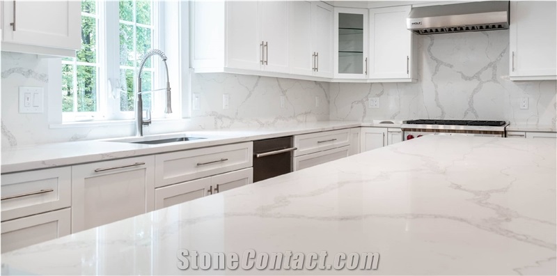 Quarzo Verona Calacatta Quartz Kitchen Countertop