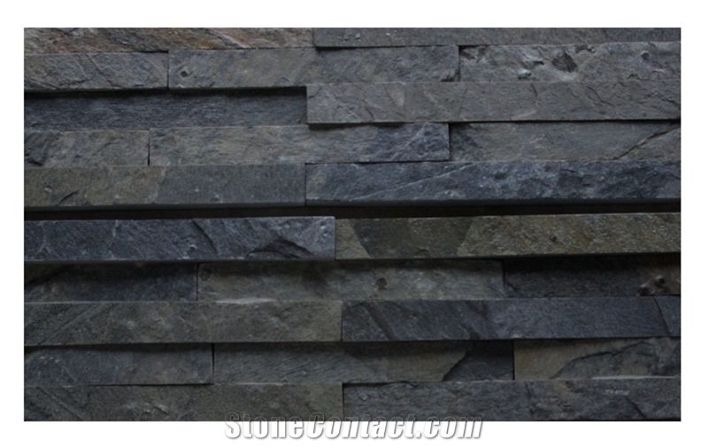 Zeera Green And Silver Grey Slate Wall Panels, Ledge Stone