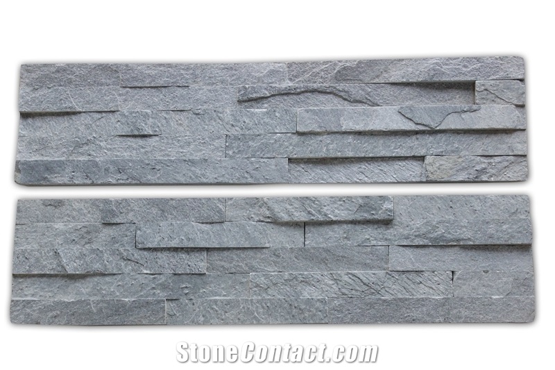 Zeera Green And Silver Grey Slate Wall Panels, Ledge Stone