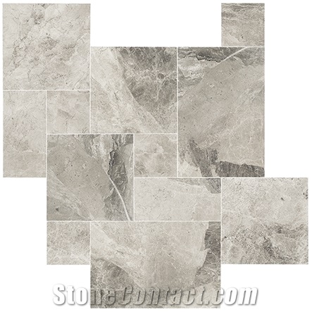 Silver Shadow Dark Marble Versailles Pattern, Marble French Pattern