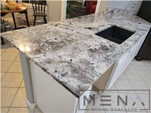 Aspen White Granite Kitchen Countertop, Kitchen Island Top