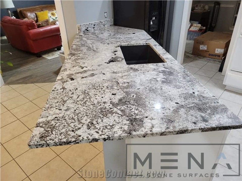 Aspen White Granite Kitchen Countertop, Kitchen Island Top