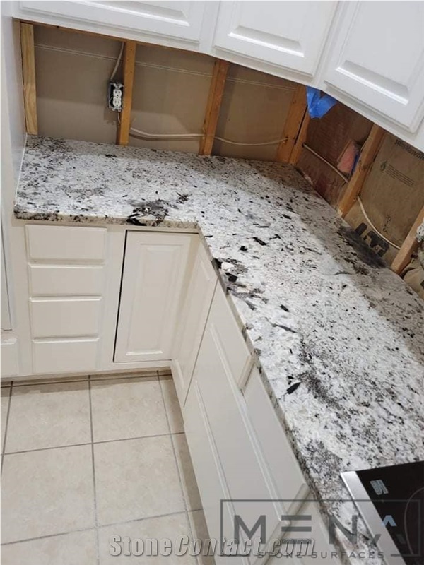 Aspen White Granite Kitchen Countertop, Kitchen Island Top