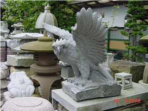 Granite Grey Eagle Hawk Sculpture, Grey Granite Granite Grey Eagle Hawk Sculpture, Grey Granite