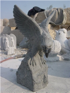 Granite Grey Eagle Hawk Sculpture, Grey Granite