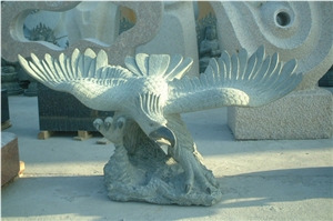 Granite Grey Eagle Hawk Sculpture, Grey Granite