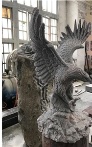 Granite Grey Eagle Hawk Sculpture, Grey Granite