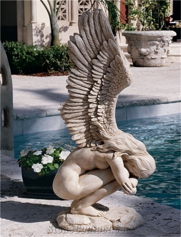 Angle Statue Sculpture Marble Full Hand Carved Life Size