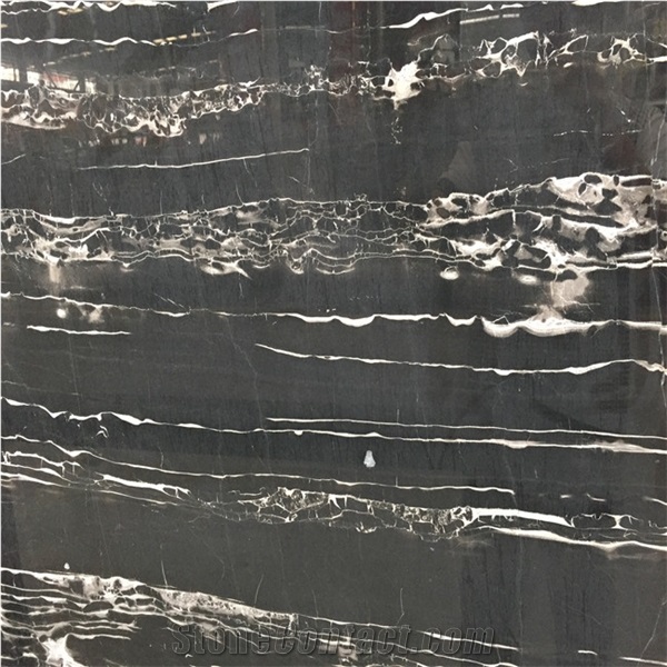 Black White Tile Mixed Marble Floor Tile For Interior Design