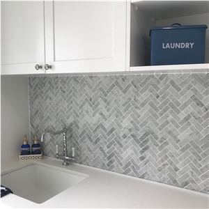 Carrara Marble Mosaic Marble White Mini Chevron Mosaic Tile