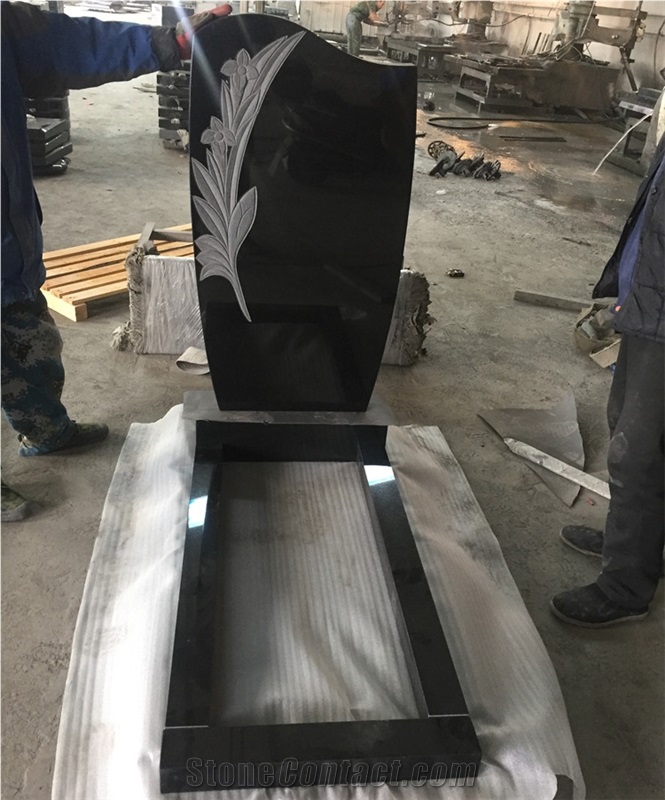 China Black Natural Granite Tombstone Monument Gravestone