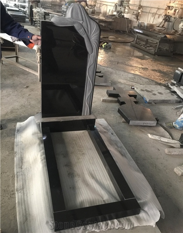 China Black Natural Granite Tombstone Monument Gravestone