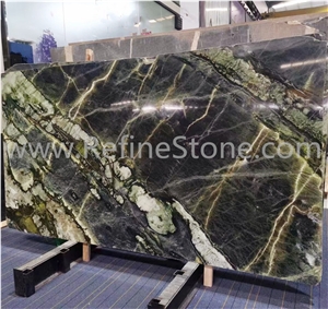 Chinese Peacock Green Marble Slabs Polished Green Slabs