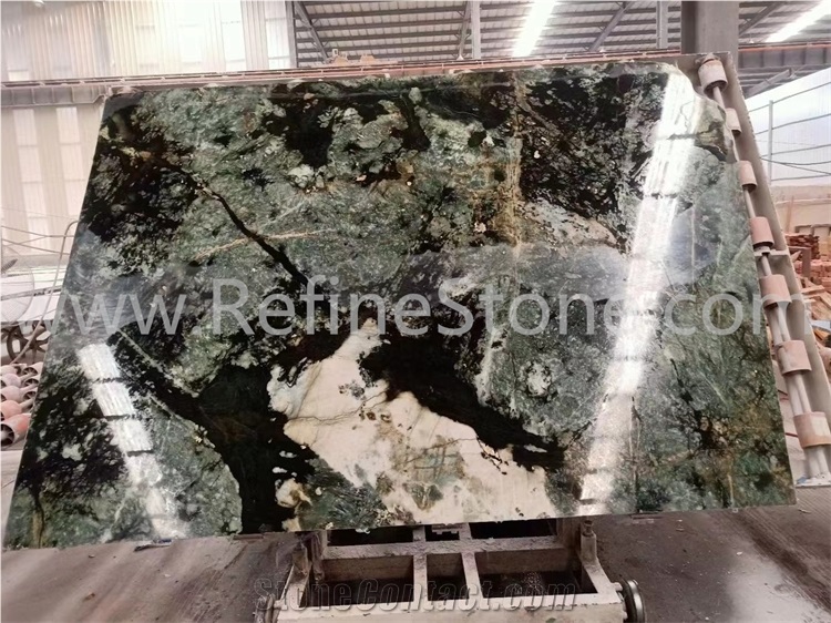 Chinese Peacock Green Marble Slabs Polished Green Slabs