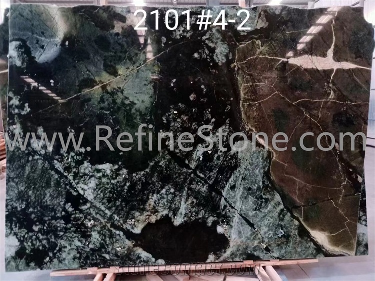 Chinese Peacock Green Marble Slabs Polished Green Slabs