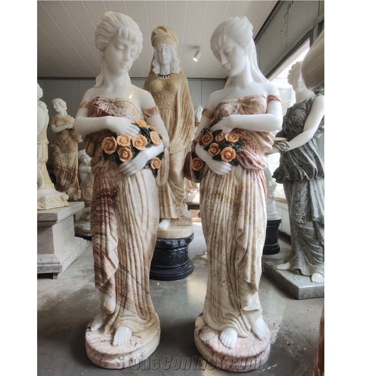 Custom  Natural Stone Carved  Angel Sculpture Garden Statue