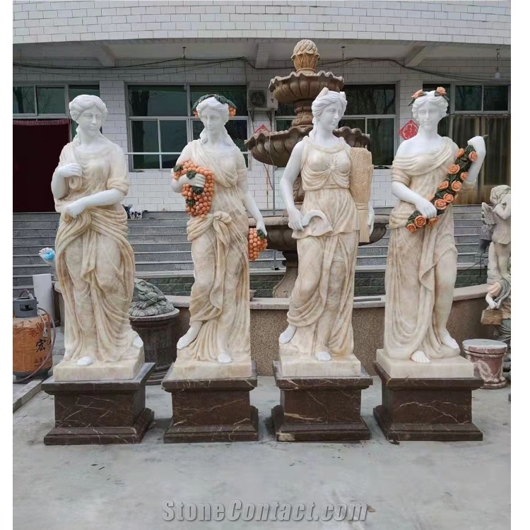 Custom  Natural Stone Carved  Angel Sculpture Garden Statue