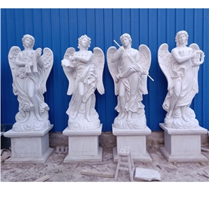 Custom  Natural Stone Carved  Angel Sculpture Garden Statue