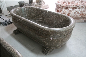 Freestanding Oval Antique Wooden Marble Stone Bathtub