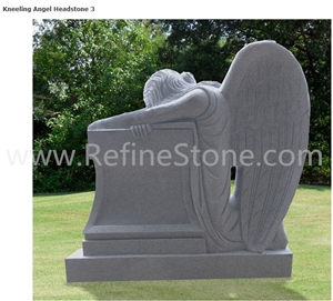 Granite Style Double Heart Shaped Angel Headstone Gravestone