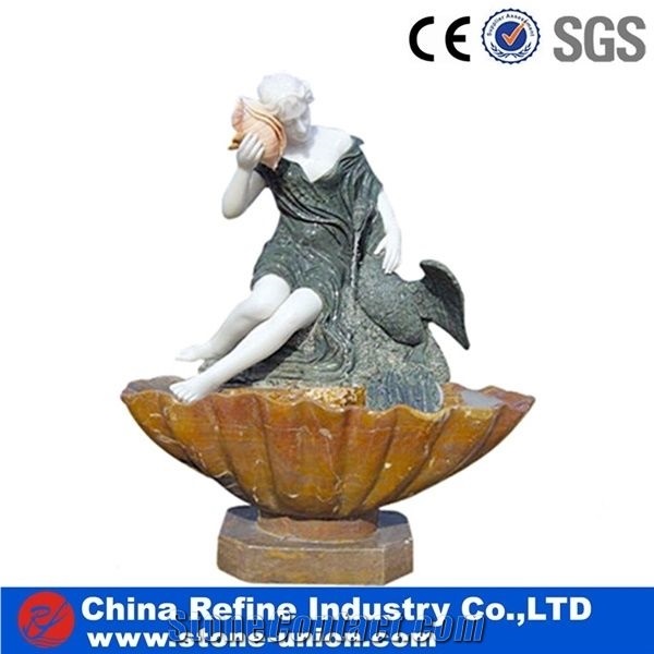 Handmade Mountain Scenery Green Jade Statue