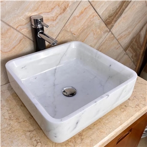 High Polished Snow White Marble  Stone Wash Basin Supplier