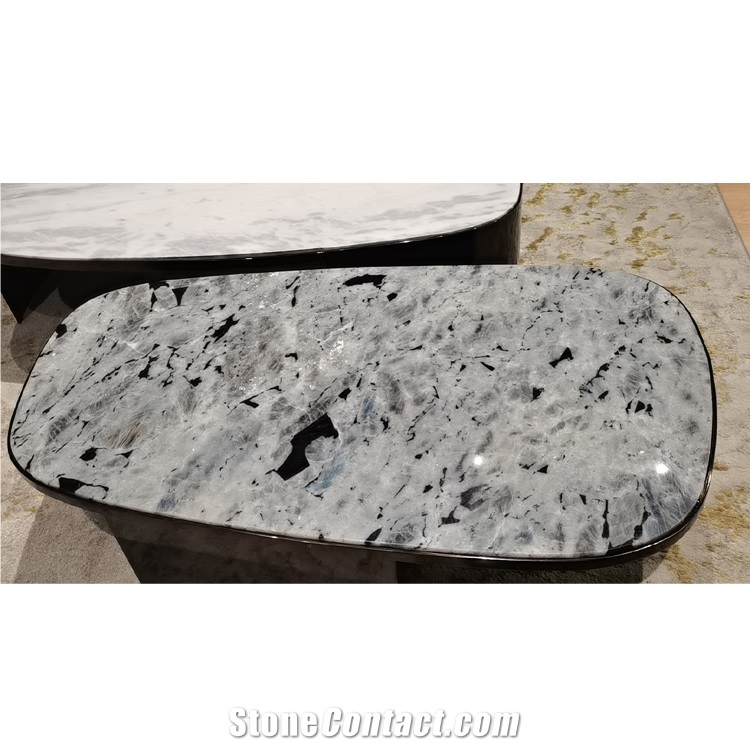 High Quality Luxury Lanber White Granite  Cafe Table Top
