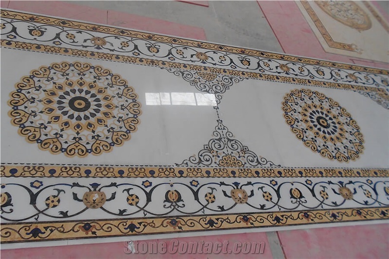 Marble Stone Waterjet Medallions Pattern For Hotel Lobby