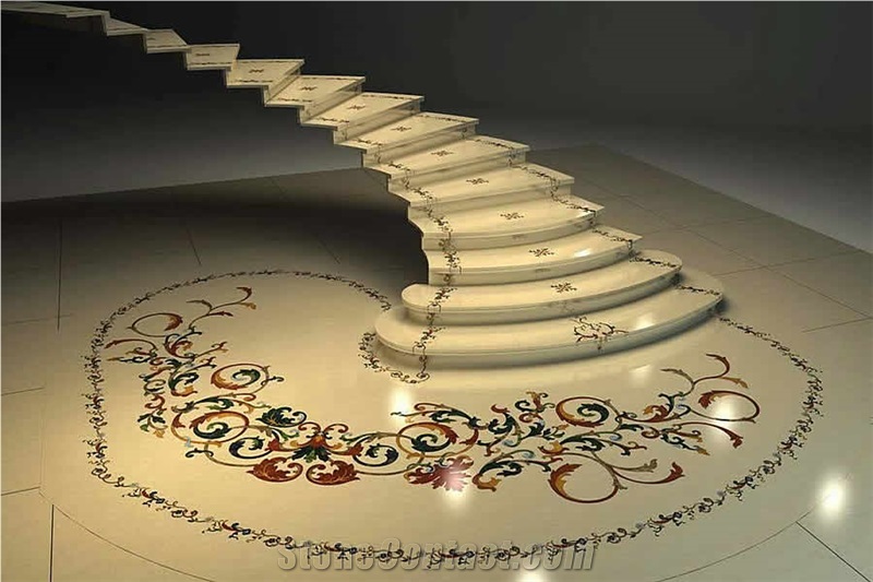 Marble Stone Waterjet Medallions Pattern For Hotel Lobby